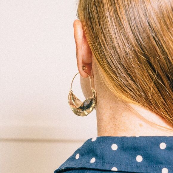 Silver geo hoop earrings S188 - Picture 2 of 4